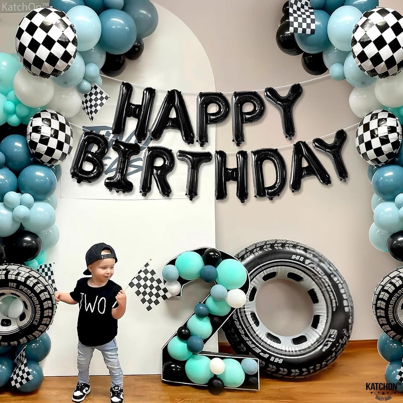 KatchOn, Black Happy Birthday Balloons Banner - 16 Inch | Foil Balloon Banner For Happy Birthday Decorations | Balloon Letters Sign For Birthday Party Decoratioans | Halloween Birthday Decorations - Image 3