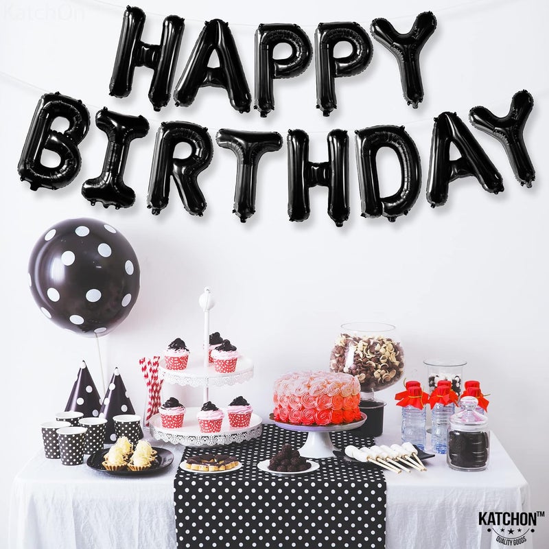 KatchOn, Black Happy Birthday Balloons Banner - 16 Inch | Foil Balloon Banner For Happy Birthday Decorations | Balloon Letters Sign For Birthday Party Decoratioans | Halloween Birthday Decorations - Image 5