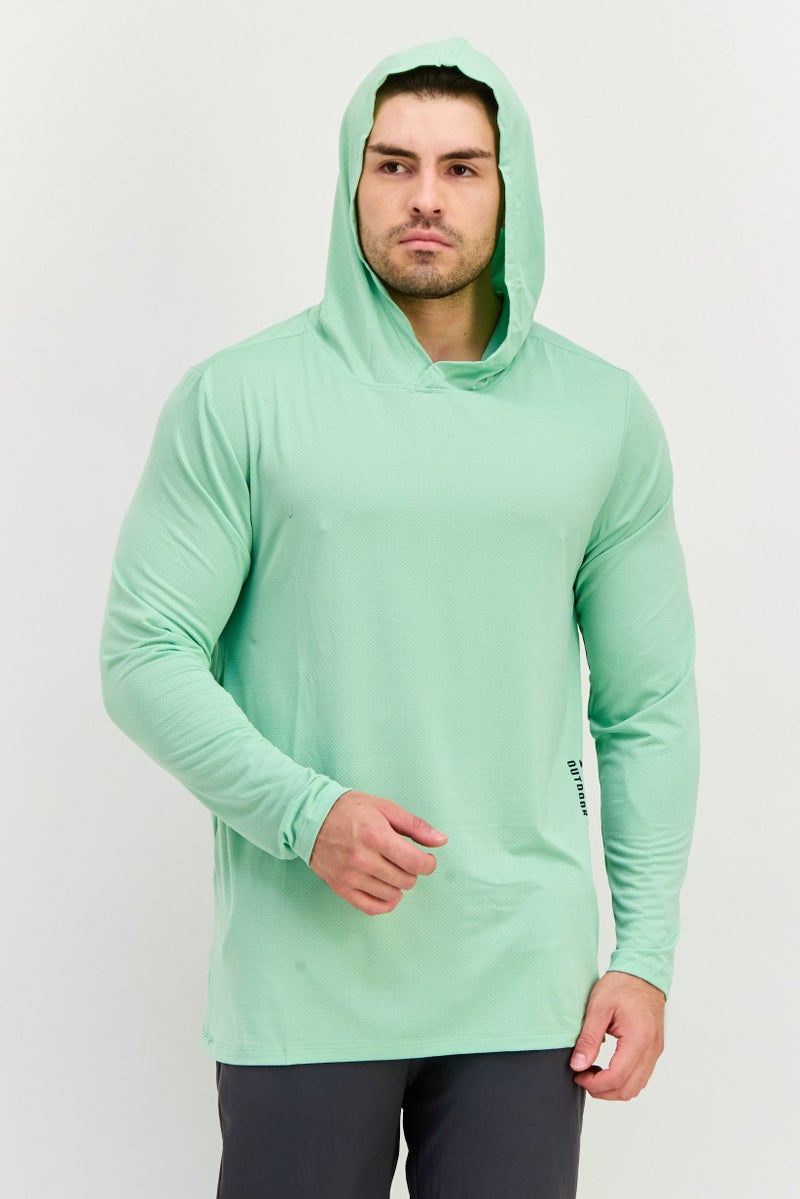 Avalanche Men Sportswear Fit Long Sleeves Outdoor Hooded Sweatshirt, Mint Green - Image 1