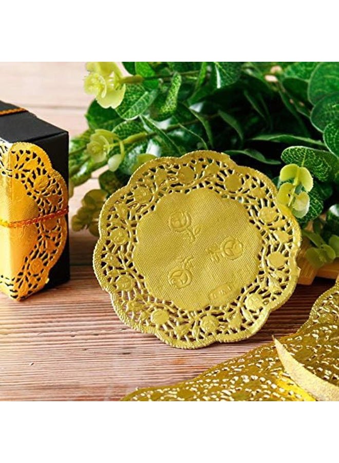 CHICIEVE Paper Doily 3.5 Inches Golden Round Paper Lace Doilies 100 Pcs Placemats Ideal for Weddings,Tableware Decor - Image 5