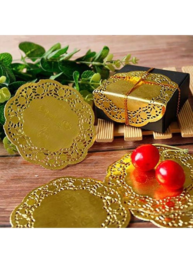CHICIEVE Paper Doily 3.5 Inches Golden Round Paper Lace Doilies 100 Pcs Placemats Ideal for Weddings,Tableware Decor - Image 4