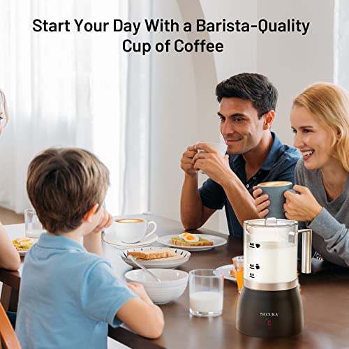 Secura 17oz 4-in-1 Electric Milk Frother and Steamer with Glass Jug, Hot/Cold Foam Maker for Latte, Cappuccino, Macchiato & Hot Chocolate, No Non-Stick Coating and Teflon-Free Design - Image 4