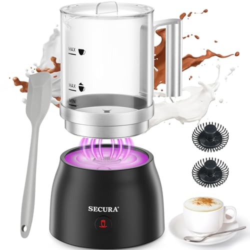 Secura 17oz 4-in-1 Electric Milk Frother and Steamer with Glass Jug, Hot/Cold Foam Maker for Latte, Cappuccino, Macchiato & Hot Chocolate, No Non-Stick Coating and Teflon-Free Design - Image 1