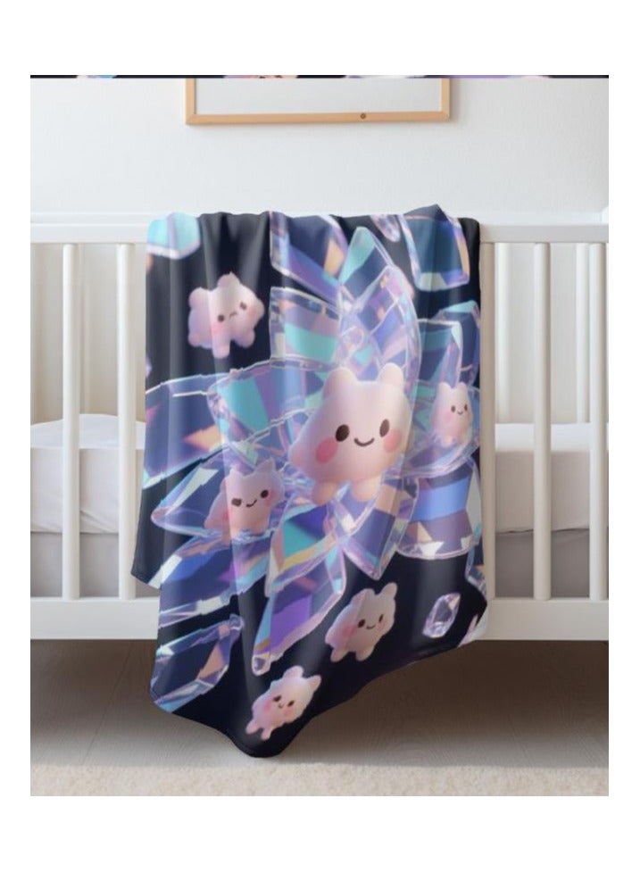 عام بطانية رقيقة من الفانيلا الكرتونية للأطفال أو الطلاب (دافئة ومريحة ومناسبة للنوم والألعاب) 100 سم * 150 سم - Image 1