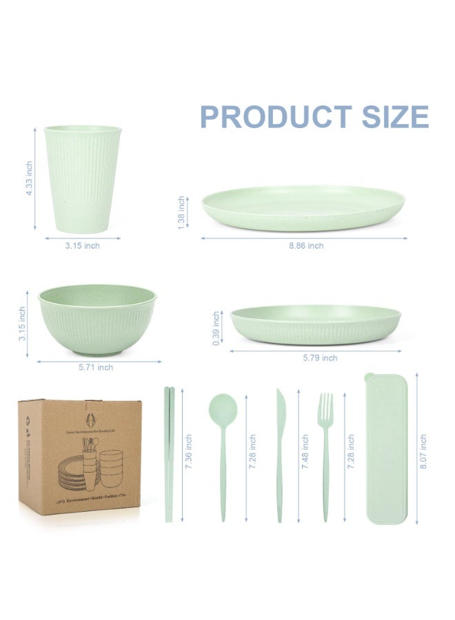 44 Pcs Dinnerware Sets for 4,Plates and Bowls Sets Unbreakable Tableware set,Plates Bowls Cups Cutlery Sets,Travel Camping Lightweight Dinnerware（Light Color） - Image 5