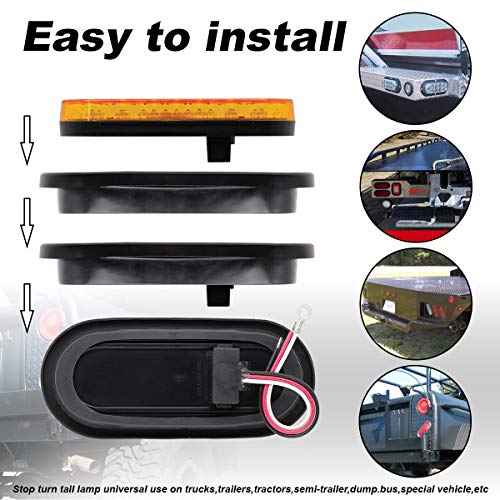 Ledvillage Amber 6 Inch Oval Trailer Marker Lights 24 LED Turn Signal Clearance Lamp for Truck Trailer Lorry Pickup RV with Plug & Grommet Turn Signal 12v DC (2 Pcs) - Image 5
