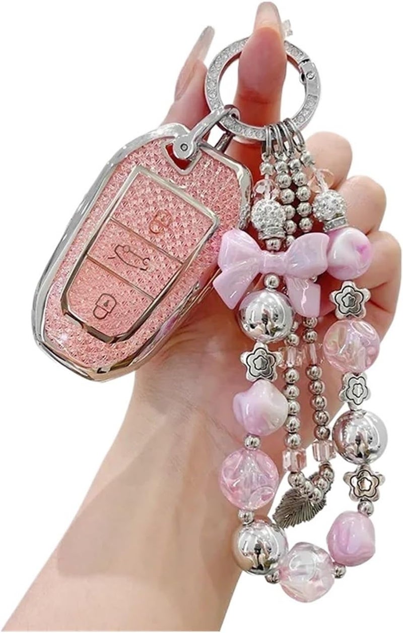 Crystal Key Case for fit for and Remote Car Keys - and Stylish(A2 Pink) - Image 1