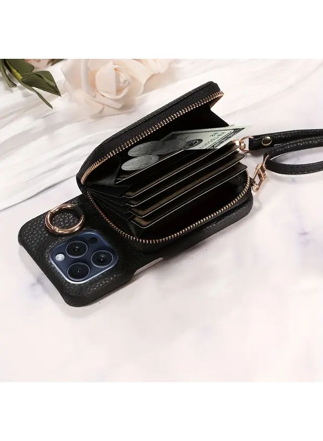 Beige Accordion Zipper Crossbody Anti Drop Coin Purse And Headphone Case For IPhone 16 Plus Compact Stylish Durable - Image 5