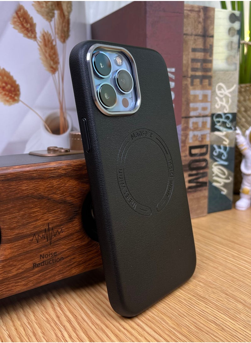Case for iPhone 12 Pro Max Fashion Leather Magnetic Cover Black