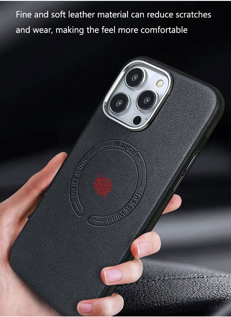 Case for iPhone 12 Pro Max Fashion Leather Magnetic Cover Black