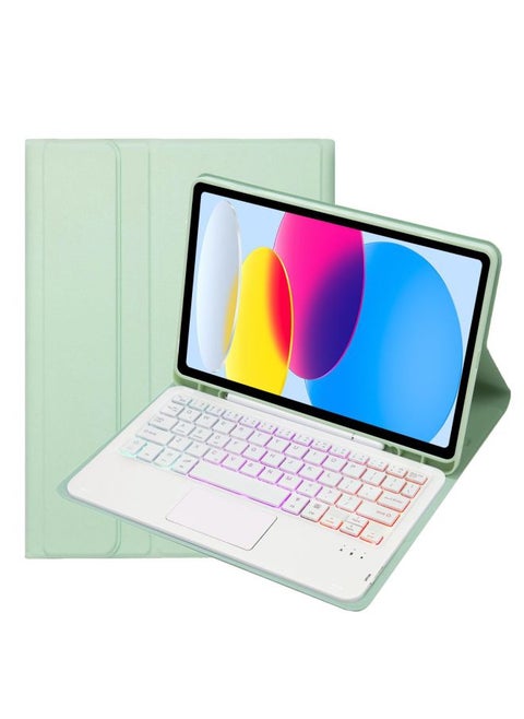 For Samsung TabS9FE11 Inch 2023 Protective Cover Wonderful Control Magnetic Suction Colorful Backlit Bluetooth Keyboard Soft Shell-Color:Fresh Green-Touch Keyboard (Backlit)-Product Type:Samsung S6