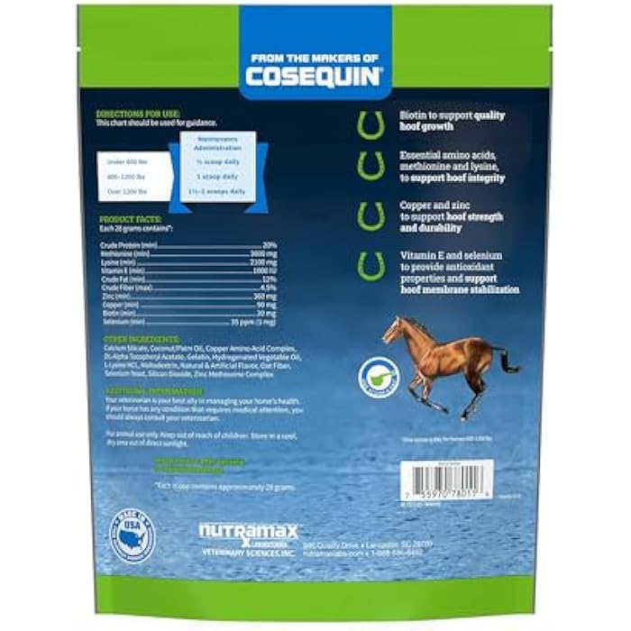 Nutramax Laboratories Calxequin Pellets Daily Hoof Support for Horses with Biotin, Vitamin E, & Selenium, 1260 Grams, from The Makers of Cosequin - Image 2