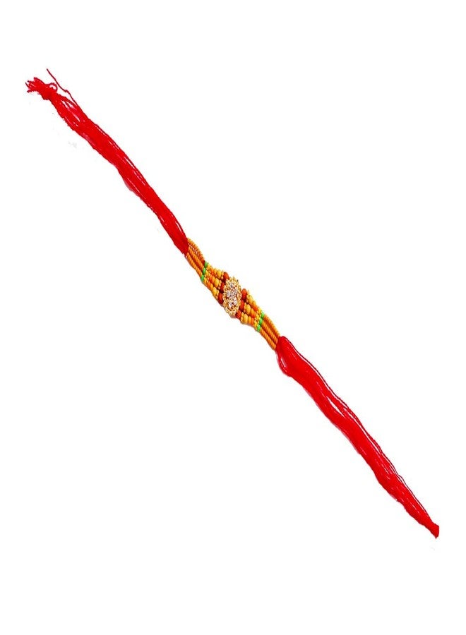 Suninow RAKSHBANDHAN مجموعة Rakhi Combo الخاصة المكونة من 4 قطع من مصمم Lord Ganesha، OM، مجموعة Chandan Beads Rakhi |Rakhi للأخ | راخي للمهرجان | راخي للأخ وبهابي مع رولي في حفل تيلاك - Image 4