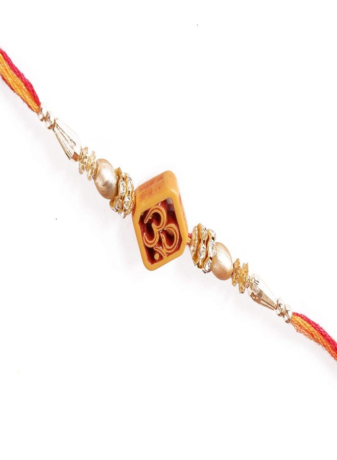 Suninow RAKSHBANDHAN مجموعة Rakhi Combo الخاصة المكونة من 4 قطع من مصمم Lord Ganesha، OM، مجموعة Chandan Beads Rakhi |Rakhi للأخ | راخي للمهرجان | راخي للأخ وبهابي مع رولي في حفل تيلاك - Image 3