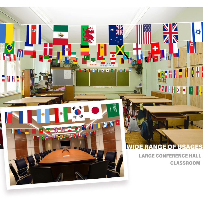 MVPRING 100 Countries String Flag, 82 ft International Flags Bunting Banner, World Flag Banner Decoration for World Cup Party, School, Sports Game Events, Grand Opening, Classroom - Image 2