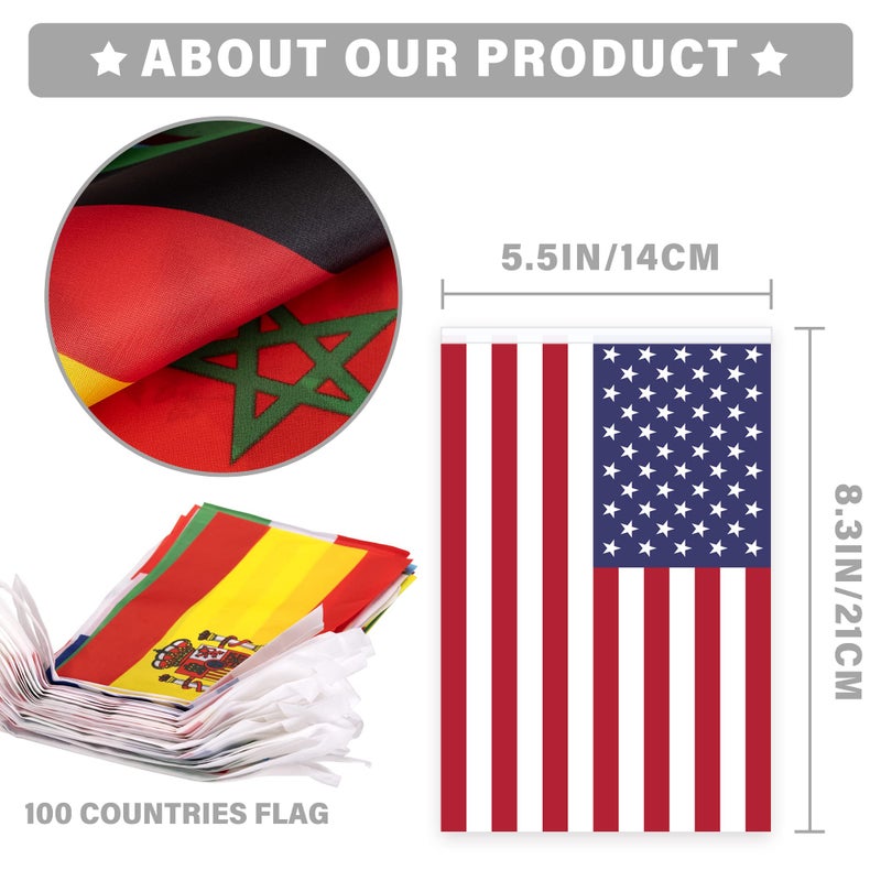 MVPRING 100 Countries String Flag, 82 ft International Flags Bunting Banner, World Flag Banner Decoration for World Cup Party, School, Sports Game Events, Grand Opening, Classroom - Image 3
