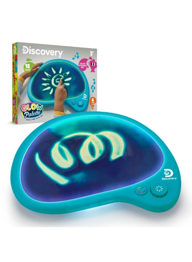 ديسكفري Discovery™ Mess-Free Glow Palette - Light-Up LED Drawing Tablet w/Attached Stylus, No Markers or Pencils Needed, 6 Built-in Songs, Portable Kids Travel Toy, Doodle Art Board Activity Kit, Fun Gift - Image 1