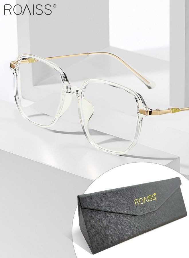 roaiss Blue Light Blocking Glasses TR frame Reading Eyeglasses Large Frame Fashion Trend Eyewear Blue Light Computer Reader Clear Vision Anti Eyestrain Headache Eyewear for Women Men  - Image 1