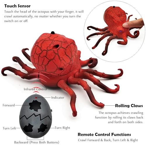 Tipmant Realistic RC Octopus Animal Remote Control Vehicle Car Touch Sensor Prank Toy Teasing Cats Dogs Kids Birthday Gifts - Image 5