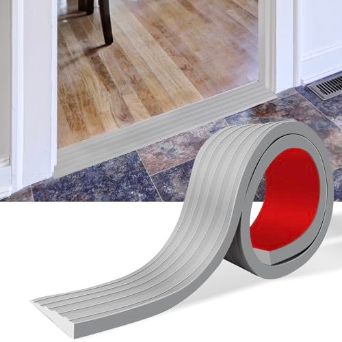 Heonay Threshold Ramps for Doorways Self-Adhesive Rubber Ramps for Door Threshold Rubber Door Threshold Ramp for Wheelchair Stroller Scooter Reducer Ramp (Gray, 2” Wide x 6.6' Long) - Image 1