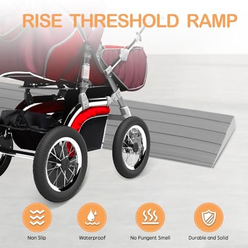 Heonay Threshold Ramps for Doorways Self-Adhesive Rubber Ramps for Door Threshold Rubber Door Threshold Ramp for Wheelchair Stroller Scooter Reducer Ramp (Gray, 2” Wide x 6.6' Long) - Image 3