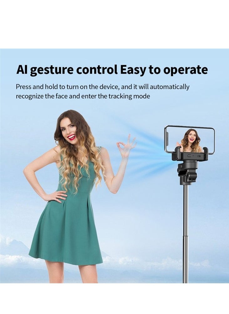 C10 AI Face Tracking Handheld Phone Gimbal Stabilizer with 360° Rotation, Dual Fill Lights, Bluetooth 5.0, Selfie Stick & Vlogging Tripod for iPhone & Android – Lightweight & Rechargeable (Black+Red)