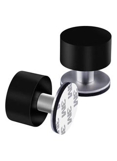 KIIUMI 2 Pack Door Stoppers Stop with Extra Stickers, Self-Adhesive Door Stops with Black Rubber Bumper & Stainless Steel Body - Heavy Duty Door Knob Wall Protector Sound Dampening for Home & Office Use  - Image 1