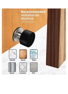 KIIUMI 2 Pack Door Stoppers Stop with Extra Stickers, Self-Adhesive Door Stops with Black Rubber Bumper & Stainless Steel Body - Heavy Duty Door Knob Wall Protector Sound Dampening for Home & Office Use  - Image 5