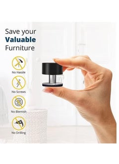 KIIUMI 2 Pack Door Stoppers Stop with Extra Stickers, Self-Adhesive Door Stops with Black Rubber Bumper & Stainless Steel Body - Heavy Duty Door Knob Wall Protector Sound Dampening for Home & Office Use  - Image 4