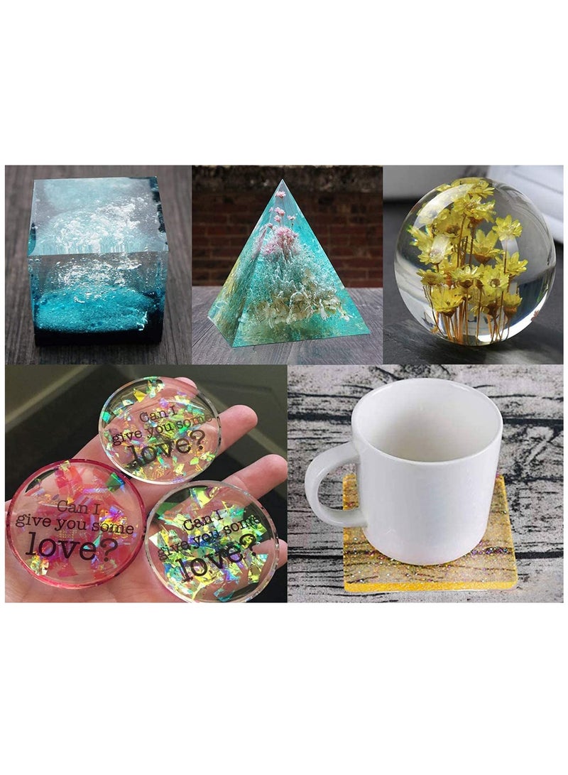 كابتن تيك Silicone Resin Molds 18Pcs Resin Casting Molds Including Sphere, Cube, Pyramid, Square, Diamond, Crystal for Resin Epoxy, Soap, Candles Making Resin Kits for Beginners with Molds - Image 2