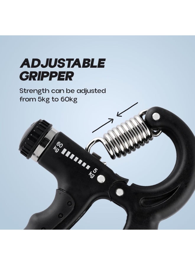 KONEX Adjustable Hand Gripper Strengthener for Men & Women | Hand Exercise Equipment for Home and Gym Workouts (With Counter, Black) - Image 2