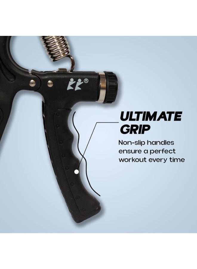 KONEX Adjustable Hand Gripper Strengthener for Men & Women | Hand Exercise Equipment for Home and Gym Workouts (With Counter, Black) - Image 5