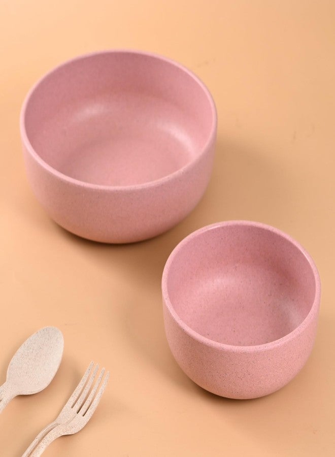 Eha Earth Friendly Salad Bowl Set of 2| 350 & 850 ml |Bowls Made with Rice Husk Biocomposite| Microwave Safe Bowl Set (Reheat) | Pasta & Ramen Bowl | Innocent - Image 1