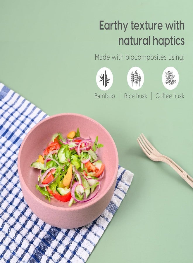 Eha Earth Friendly Salad Bowl Set of 2| 350 & 850 ml |Bowls Made with Rice Husk Biocomposite| Microwave Safe Bowl Set (Reheat) | Pasta & Ramen Bowl | Innocent - Image 4
