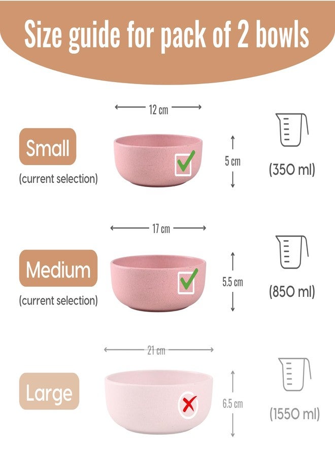 Eha Earth Friendly Salad Bowl Set of 2| 350 & 850 ml |Bowls Made with Rice Husk Biocomposite| Microwave Safe Bowl Set (Reheat) | Pasta & Ramen Bowl | Innocent - Image 2