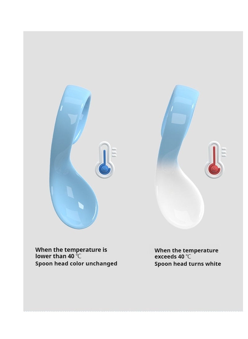 Baby Training Fork Spoon , 2 Baby Training Spoons, Curved Shape, Durable Weaning Feeding Appliance for Infants and Toddlers in the First Stage - Image 2