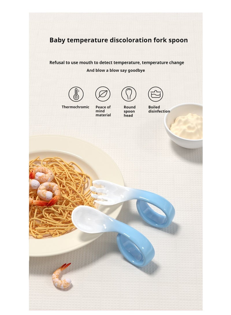 Baby Training Fork Spoon , 2 Baby Training Spoons, Curved Shape, Durable Weaning Feeding Appliance for Infants and Toddlers in the First Stage - Image 4