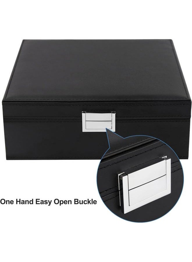 BEWISHOME Ring Organizer and Earring Box Holder - 11 Ring Slots, 25 Earring Compartments, Large Mirror, 2 Layers - Jewelry Box Tray Cufflinks Storage for Girls Women Men, Grey SSH21H - Image 4