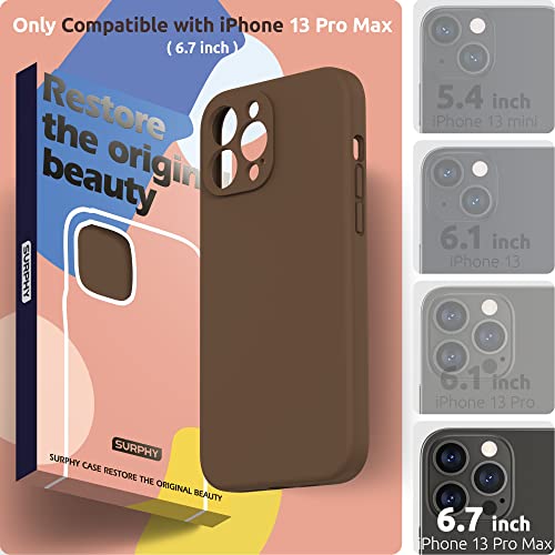 SURPHY Compatible with iPhone 13 Pro Max Case with Screen Protector Camera Protection Soft Microfiber Lining Liquid Silicone Phone Case 67 inch 2021 Brown - Image 3
