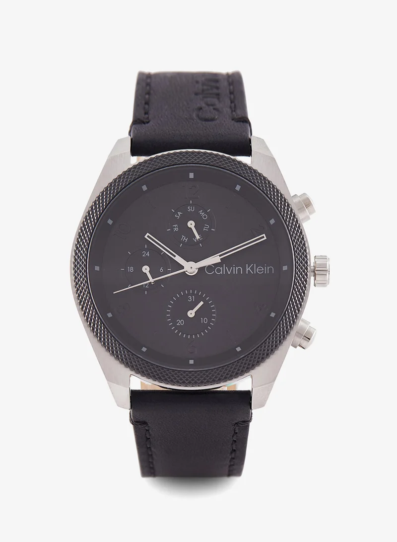 Impact Collection Analog Multifunction Quartz Watch For Men With Black Leather Strap - 25200364