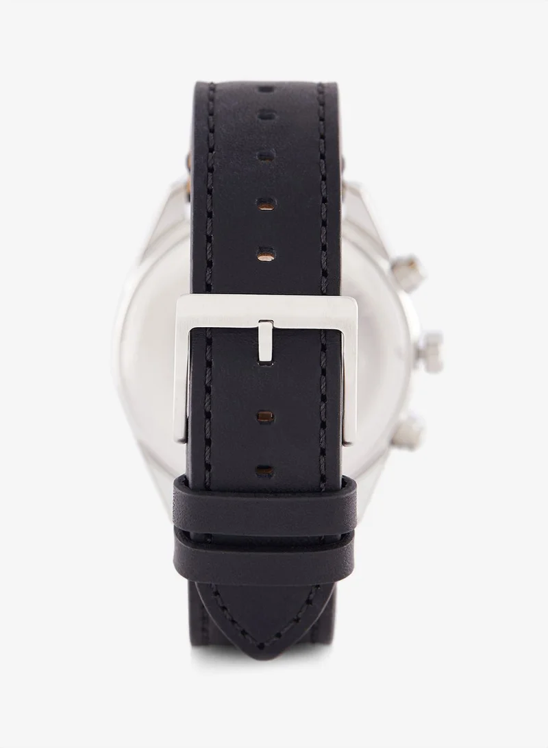 Calvin Klein  Impact Collection Analog Multifunction Quartz Watch For Men With Black Leather Strap - 25200364 for Men | Best Price UAE