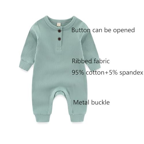 Ruliby Baby Boy Bodysuit and Pant Sets Ribbed Romper Soft Newborn Clothes Outfits Layette Gift Set 03 Month - Image 3