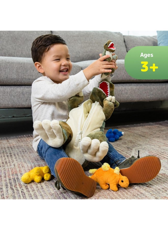 Prextex PREXTEX Dinosaur Stuffed Animal Set - 15-Inch T-Rex with 5 Prehistoric Plush Dinosaurs Zipped Inside - Dino Toys and Dinosaur Plushies for Imaginative Play - Thoughtful Gift for Kids Aged 3 and Up  - Image 4