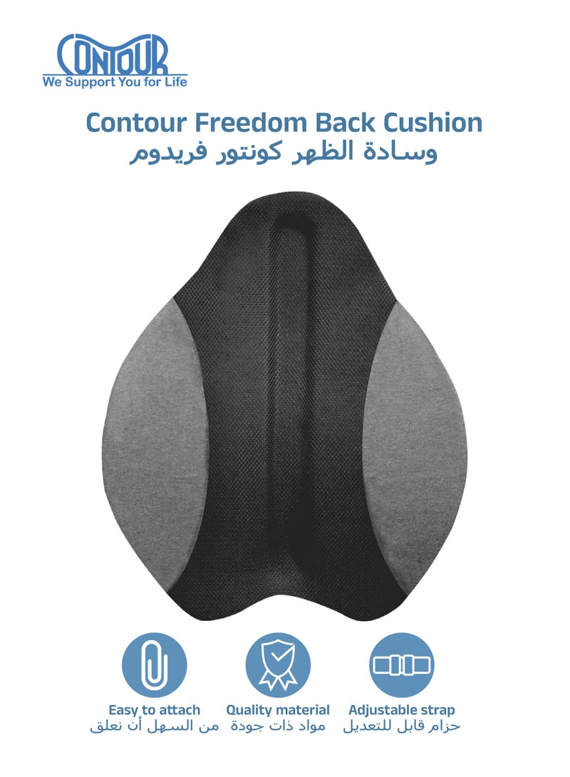 Contour Freedom Back Cushion | Ergonomic Lumbar Support Pillow | Spinal Alignment | Reduces Pressure & Pain | Adjustable Strap | Comfortable for Back & Side Sleepers | 50.8 x 41.91 x 9.52 cm - Image 1