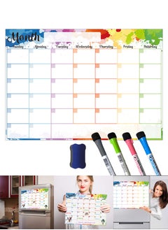 Beauenty Erasable Month Week Planner, Dry Erase Calendar Whiteboard, Calendar Sticker Fridge Magnet Memo Message Board Schedule Set with 4 Different Colors Pens and a Board Eraser, Great Gift for Kids  - Image 1