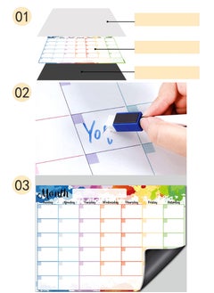 Beauenty Erasable Month Week Planner, Dry Erase Calendar Whiteboard, Calendar Sticker Fridge Magnet Memo Message Board Schedule Set with 4 Different Colors Pens and a Board Eraser, Great Gift for Kids  - Image 2