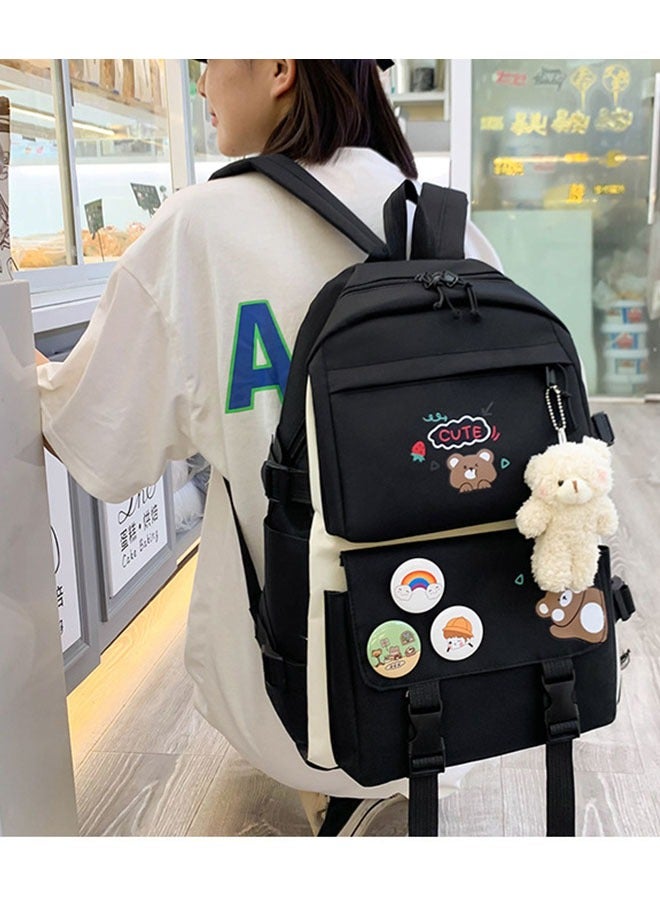 MLADEN 5 Pcs adult Backpack School Bags Set Backpacks with Pendant Lunch Bag Pencil Case Handbag Coin Purse for Teen Girls School Backpack - Image 5