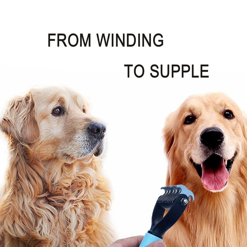 Sunglow Pet Grooming Tool ï¼Å’Double Sided Shedding and Dematting Undercoat Rake Comb for Dogs and Cats ï¼Å’and Comb for Flea (11 tooth comb, Blue) - Image 3