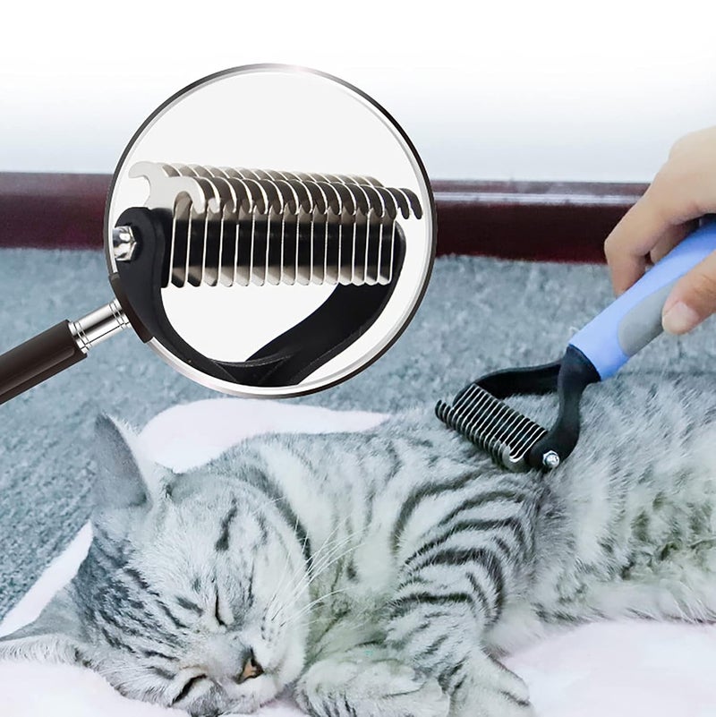 Sunglow Pet Grooming Tool ï¼Å’Double Sided Shedding and Dematting Undercoat Rake Comb for Dogs and Cats ï¼Å’and Comb for Flea (11 tooth comb, Blue) - Image 4