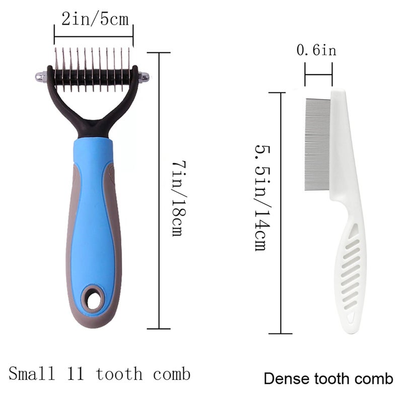 Sunglow Pet Grooming Tool ï¼Å’Double Sided Shedding and Dematting Undercoat Rake Comb for Dogs and Cats ï¼Å’and Comb for Flea (11 tooth comb, Blue) - Image 2